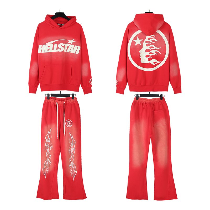 Hellstar Flame Circle Hoodie & Pants Set — front