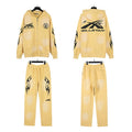Hellstar Yellow Flame Graphic Hoodie & Sweatpants Set — front