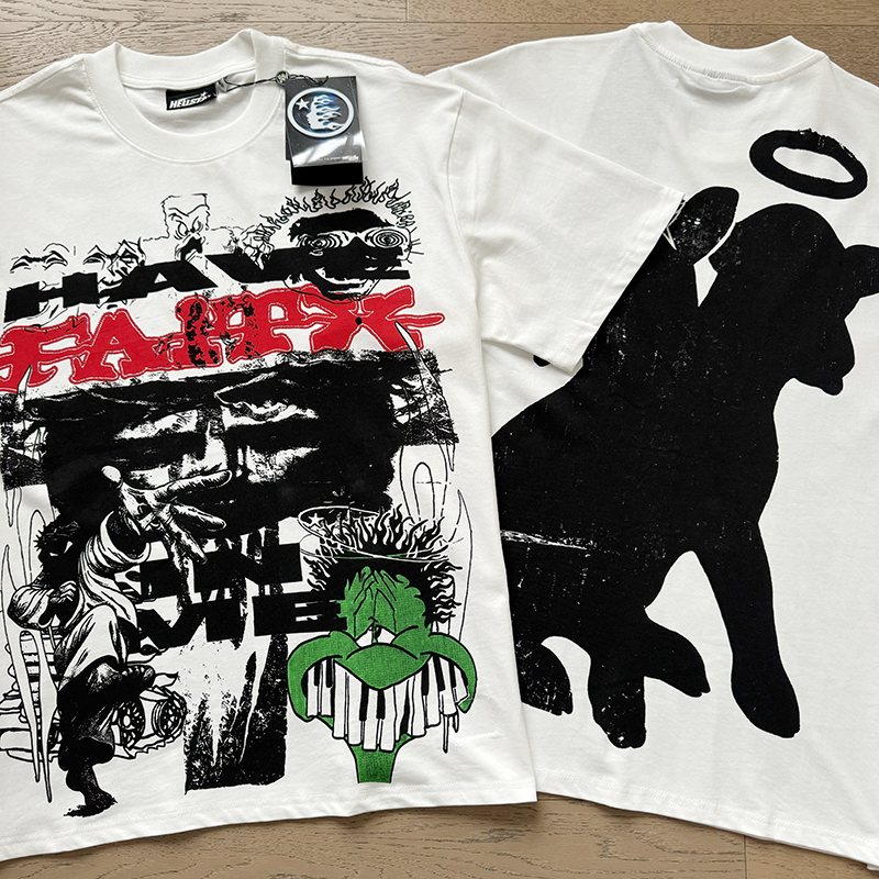 Hellstar White Front & Back Graphic T-Shirt — context