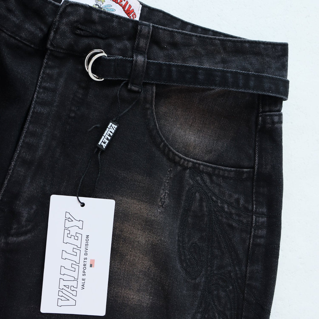 Valley Dreams Black Washed Splatter Wide-Leg Jeans — detail