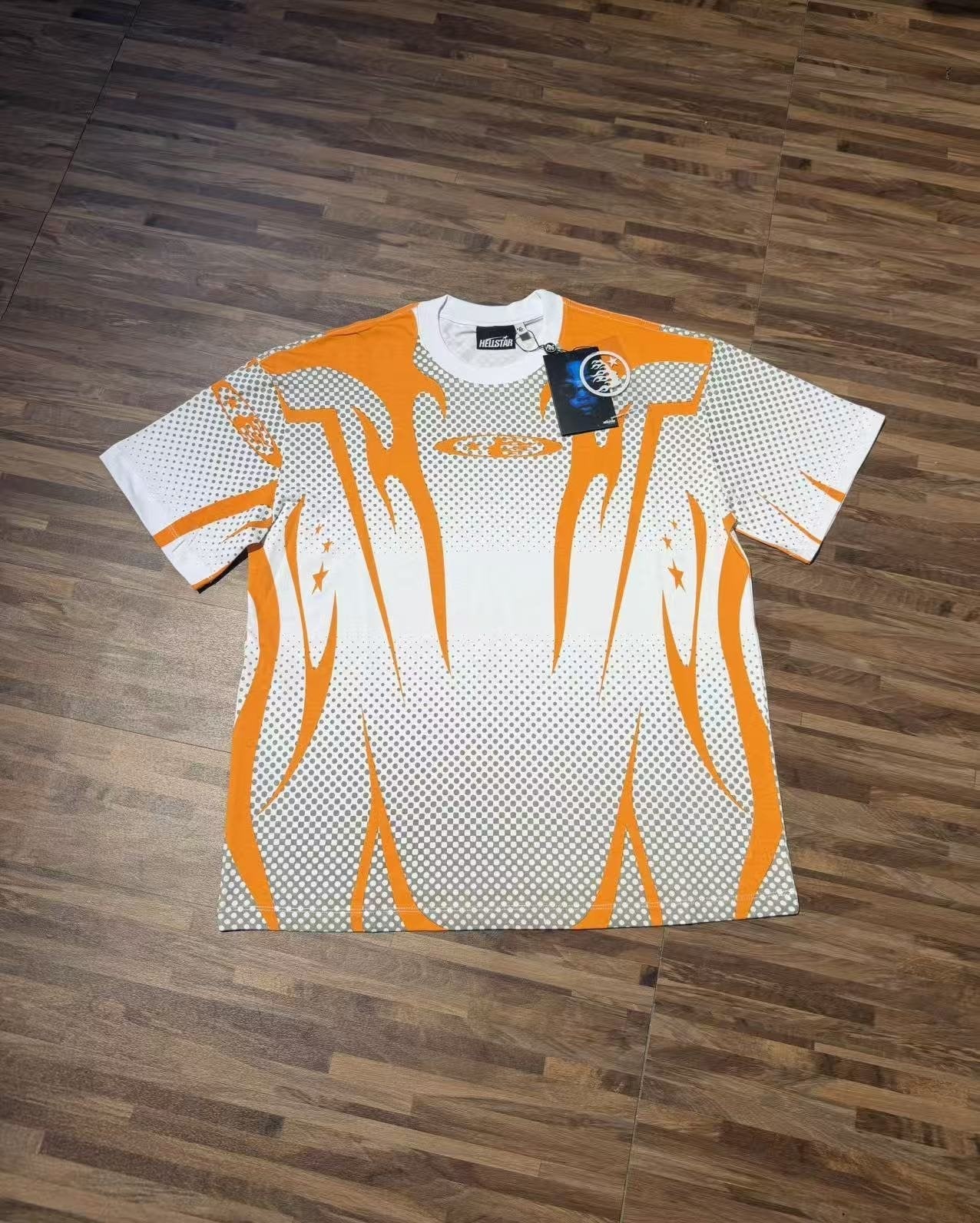 Hellstar Orange Flame Graphic T-Shirt — front