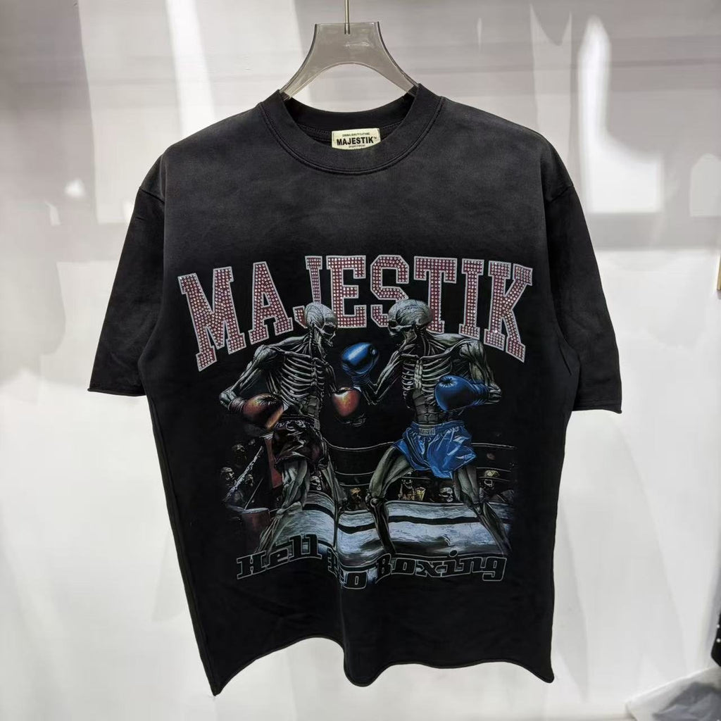 MAJESTIK Skeleton Boxing Graphic T-Shirt — front
