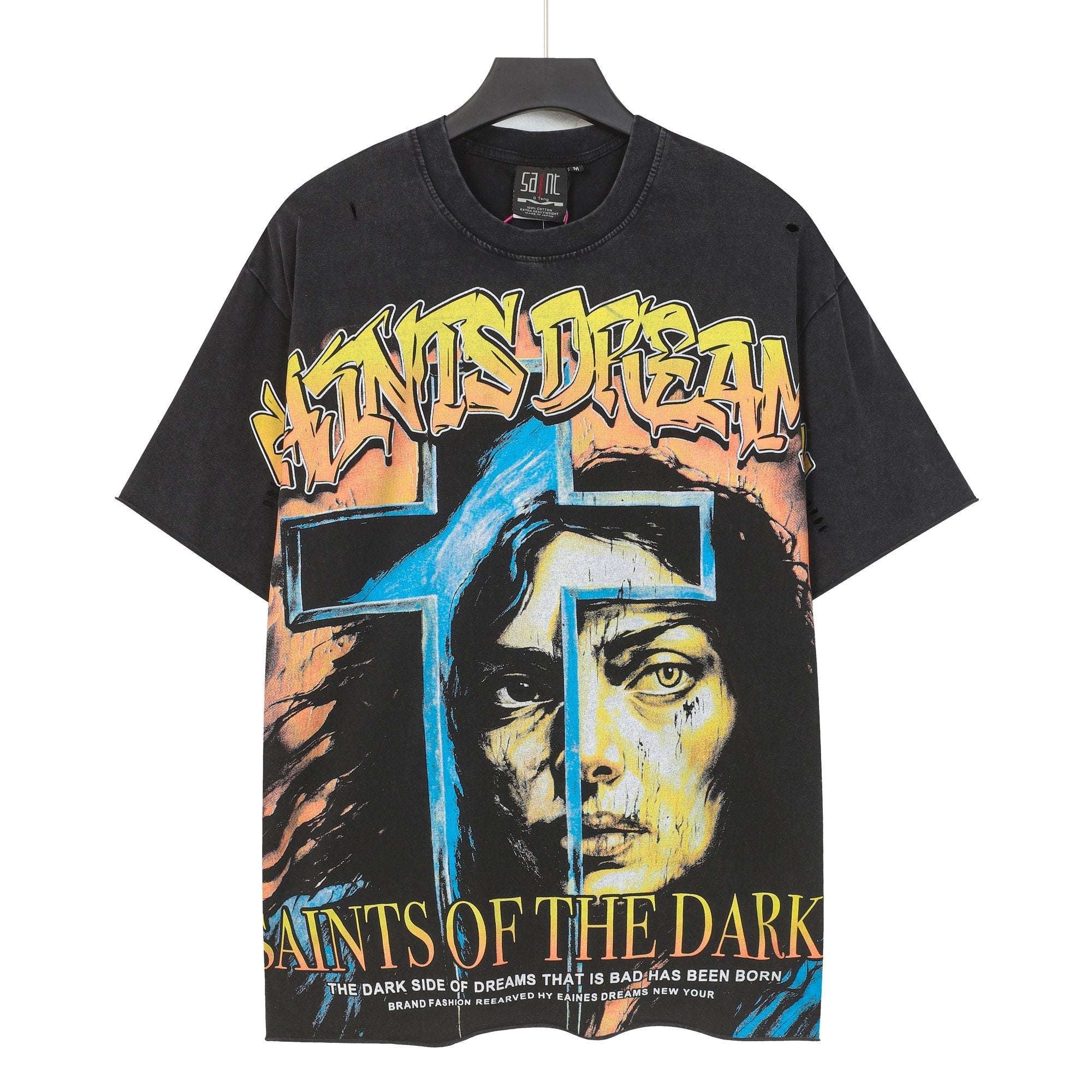 SAINT Washed Black Front & Back Graphic T-Shirt — hero