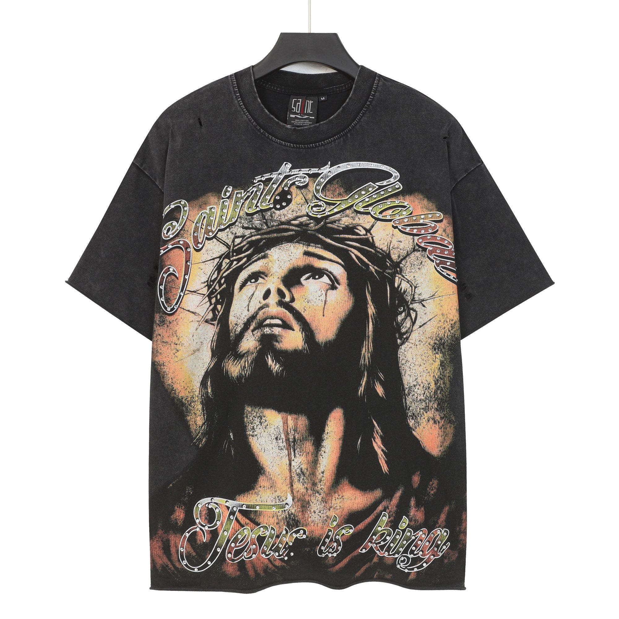 SAINT Jesus Graphic Washed Black T-Shirt — hero