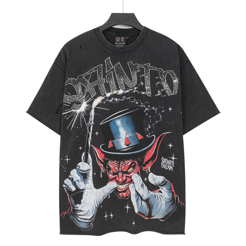 SAINT Washed Black Magician Devil Graphic T-Shirt — hero