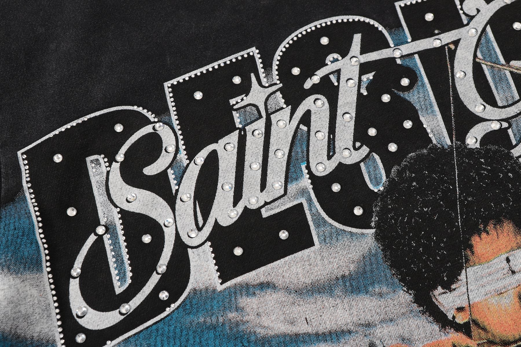 SAINT Rider & De Ores Graphic Washed Black T-Shirt — detail