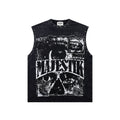 MAJESTIK Washed Black Studded Sleeveless T-Shirt — hero