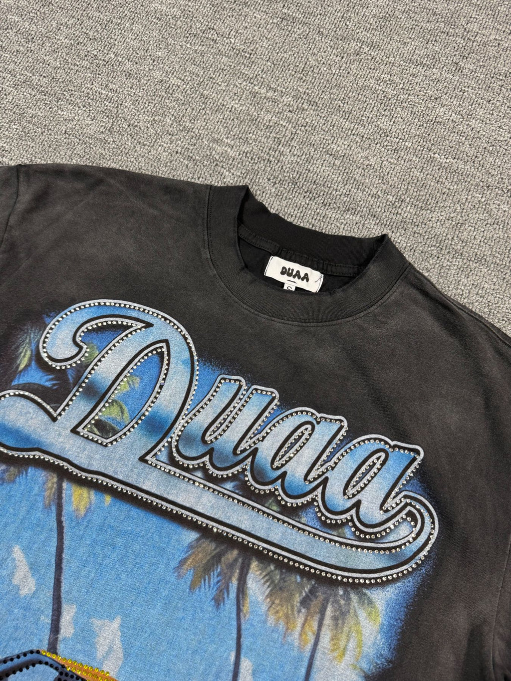 DUAA New Age Washed Black Graphic T-Shirt — detail