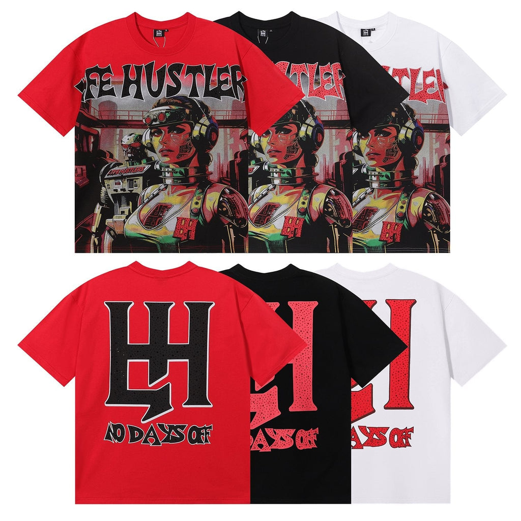 Life Hustlere No Days Off Astronaut Graphic T-Shirt — comparison