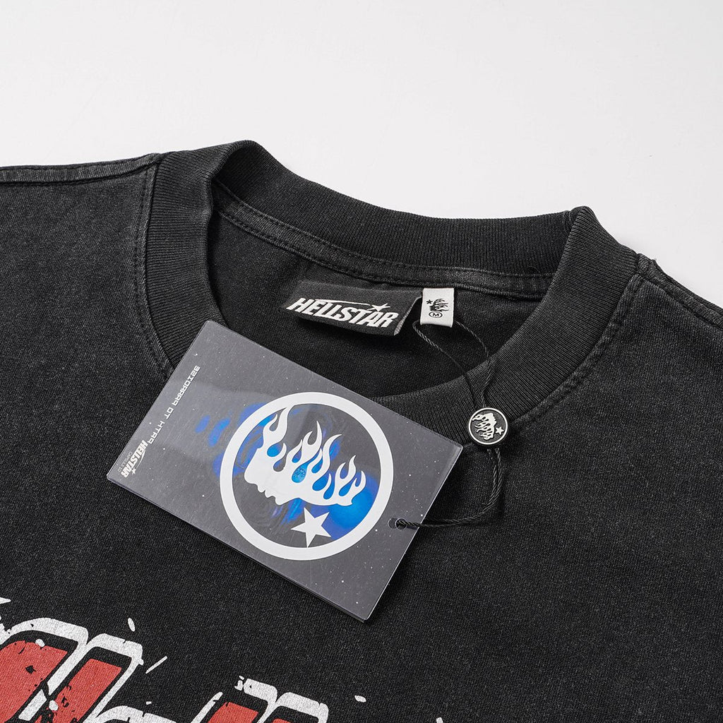 Hellstar Washed Black Front & Back Graphic T-Shirt — hang_tag