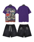 Godspeed Purple Graphic T-Shirt & Black Shorts Set — front