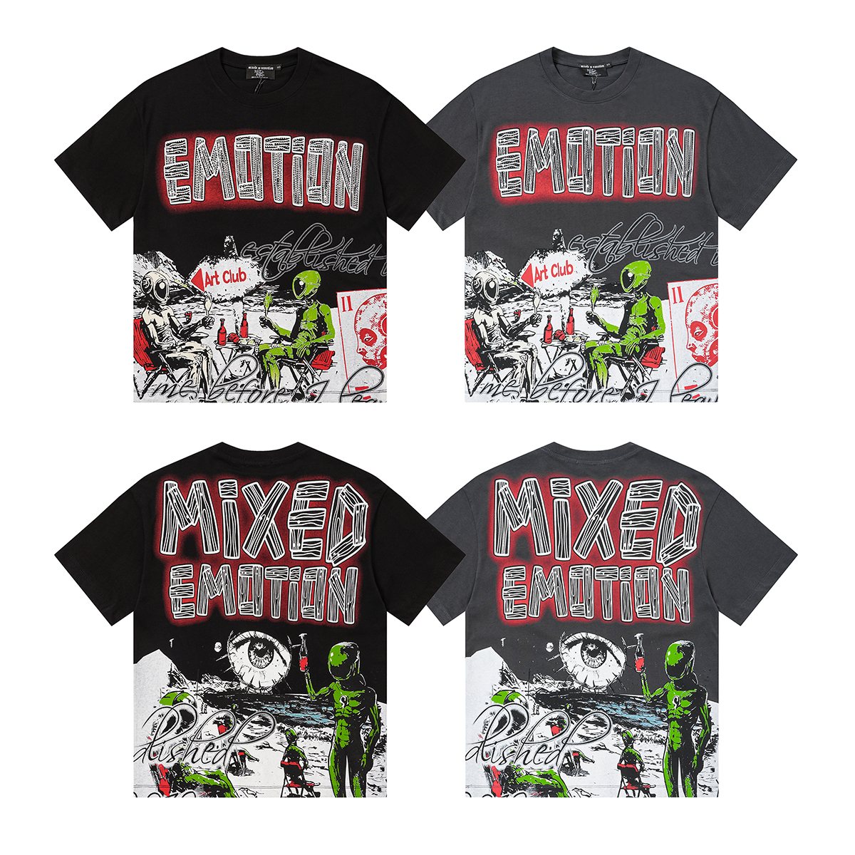 MIXED EMOTION Front and Back Graphic T-Shirt — comparison