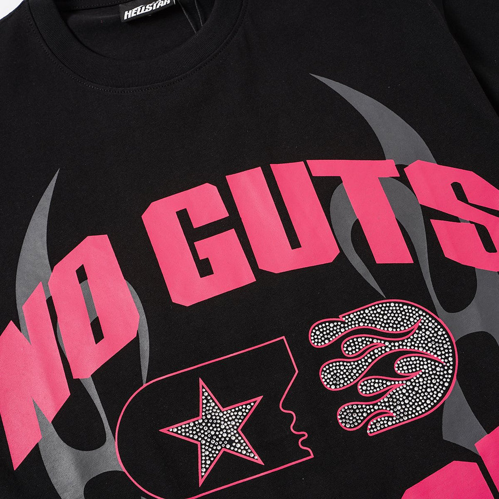 Hellstar No Guts No Glory Rhinestone-Style Graphic T-Shirt — detail