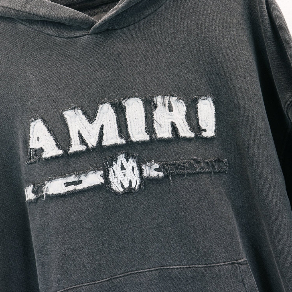 AMIRI Washed Dark Gray Graphic Hoodie — detail