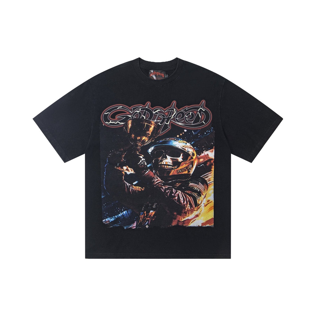 Godspeed Out of Many, One Skull Graphic T-Shirt — front