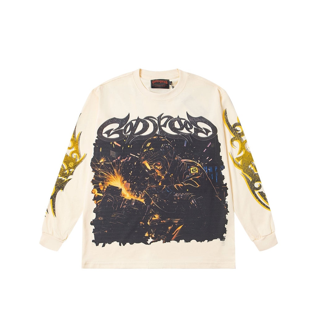 Godspeed White Graphic Long-Sleeve T-Shirt — front