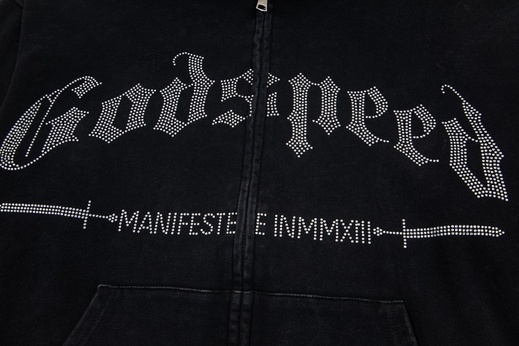 Godspeed Washed Gothic Graphic Full-Zip Hoodie — detail