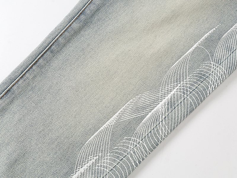 Purple Brand Light Blue Side Graphic Jeans — detail