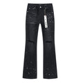 Purple Brand Black Paint-Splatter Distressed Flared Jeans — hero
