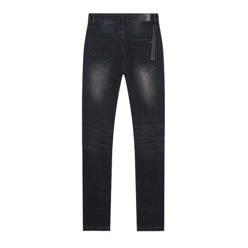 AMIRI Black Rhinestone Distressed Jeans — back