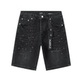Purple Brand Black Rhinestone Splatter Denim Shorts — hero