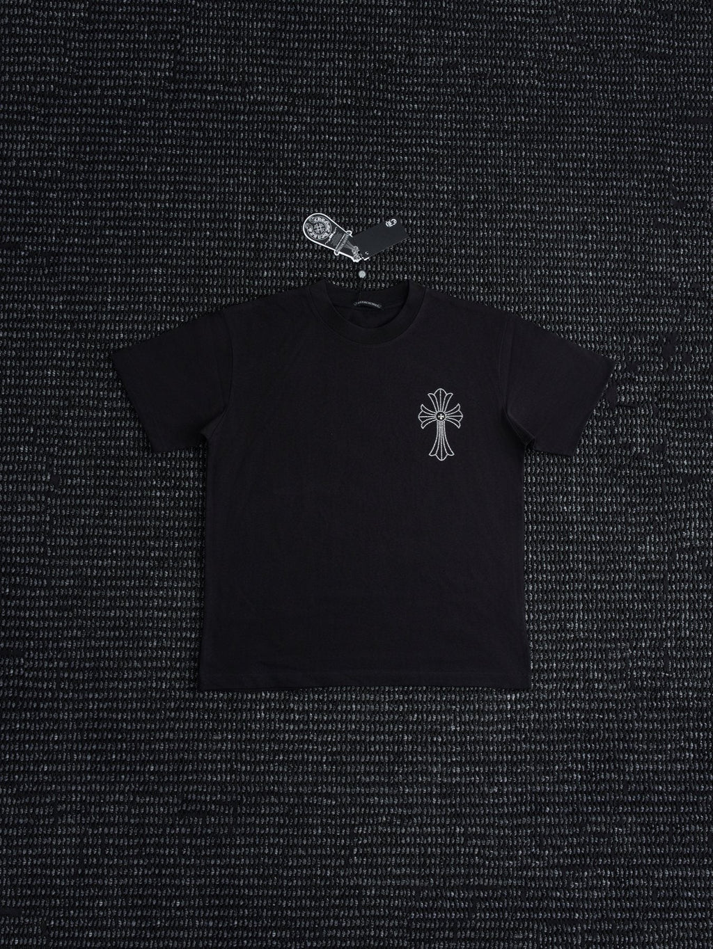 Chrome Hearts Firework Rhinestone Cross Graphic T-Shirt — front