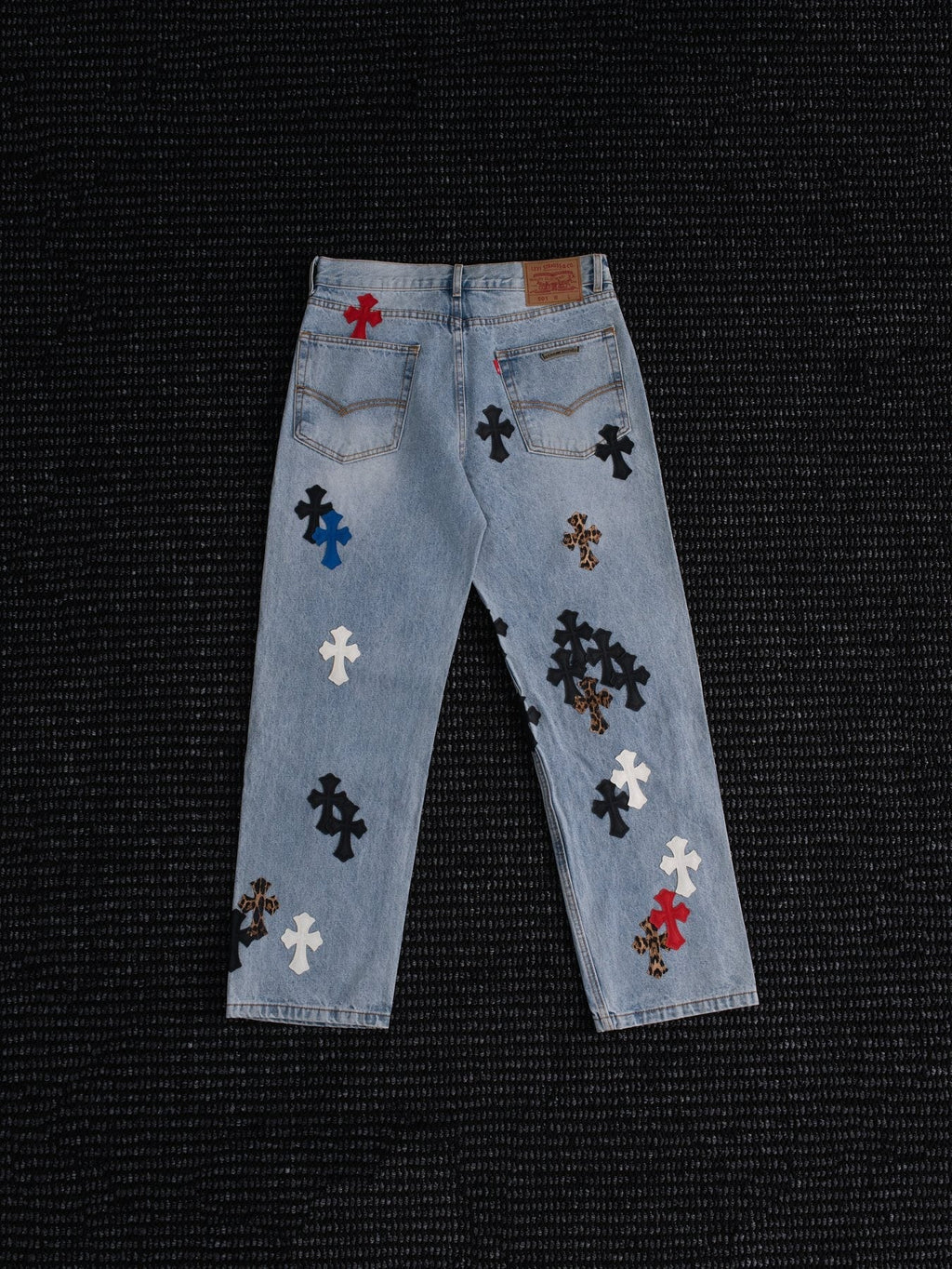 Chrome Hearts Light Blue Cross Patch Jeans — back