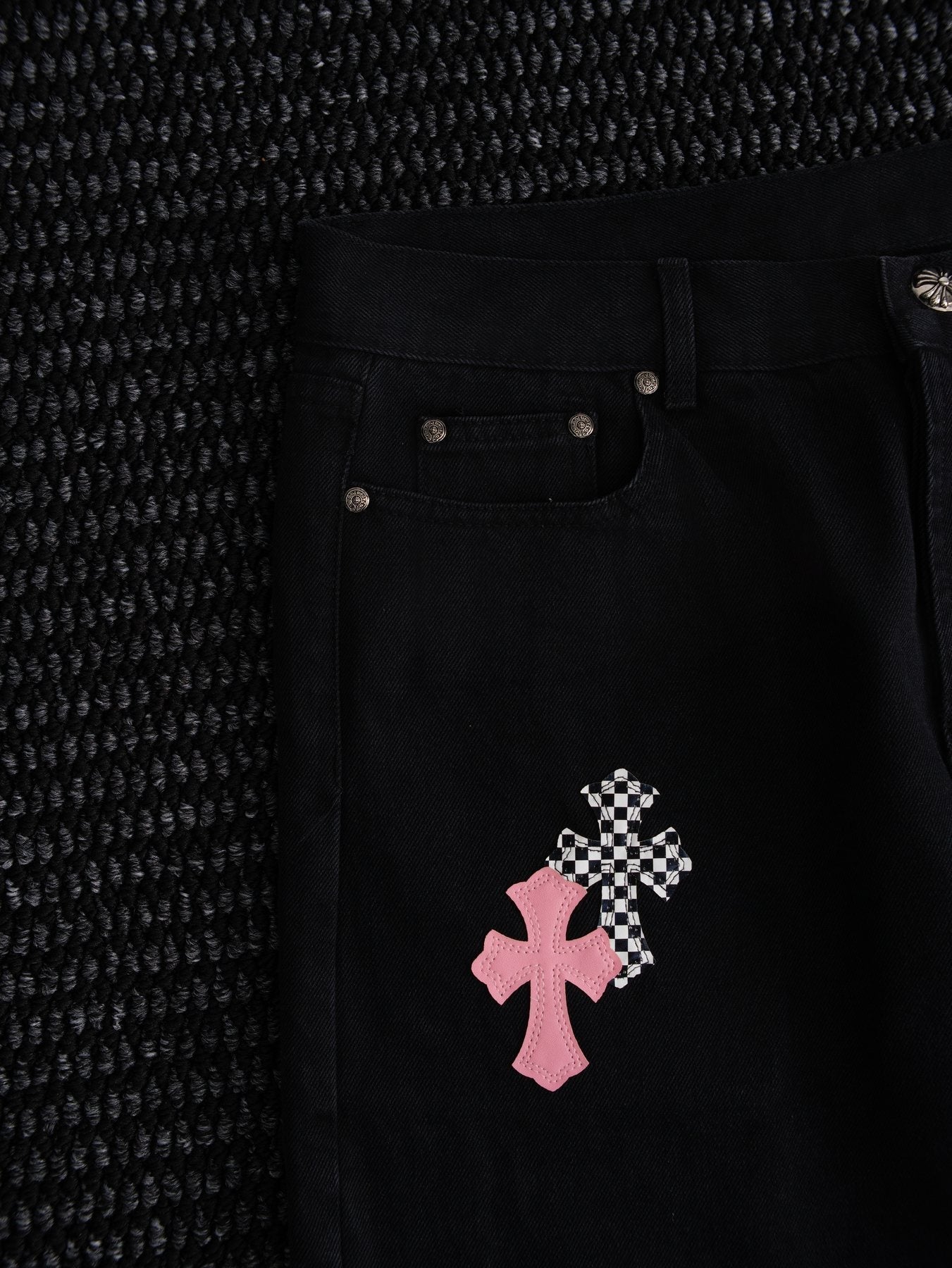 Chrome Hearts Cross Graphic Black Denim Pants — detail