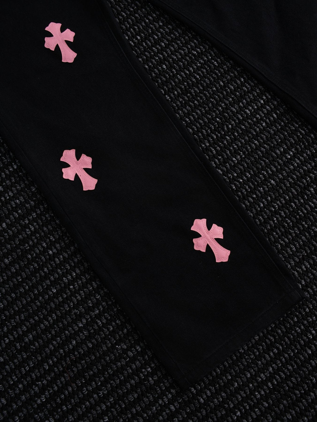 Chrome Hearts Pink Cross Patch Black Jeans — detail