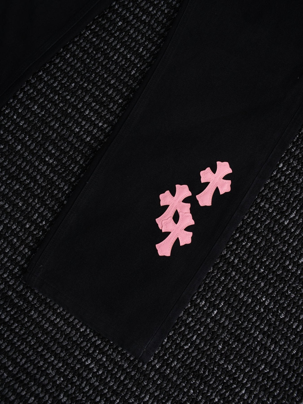 Chrome Hearts Pink Cross Patch Black Jeans — detail