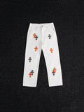 Chrome Hearts Cross Patch White Jeans — hero