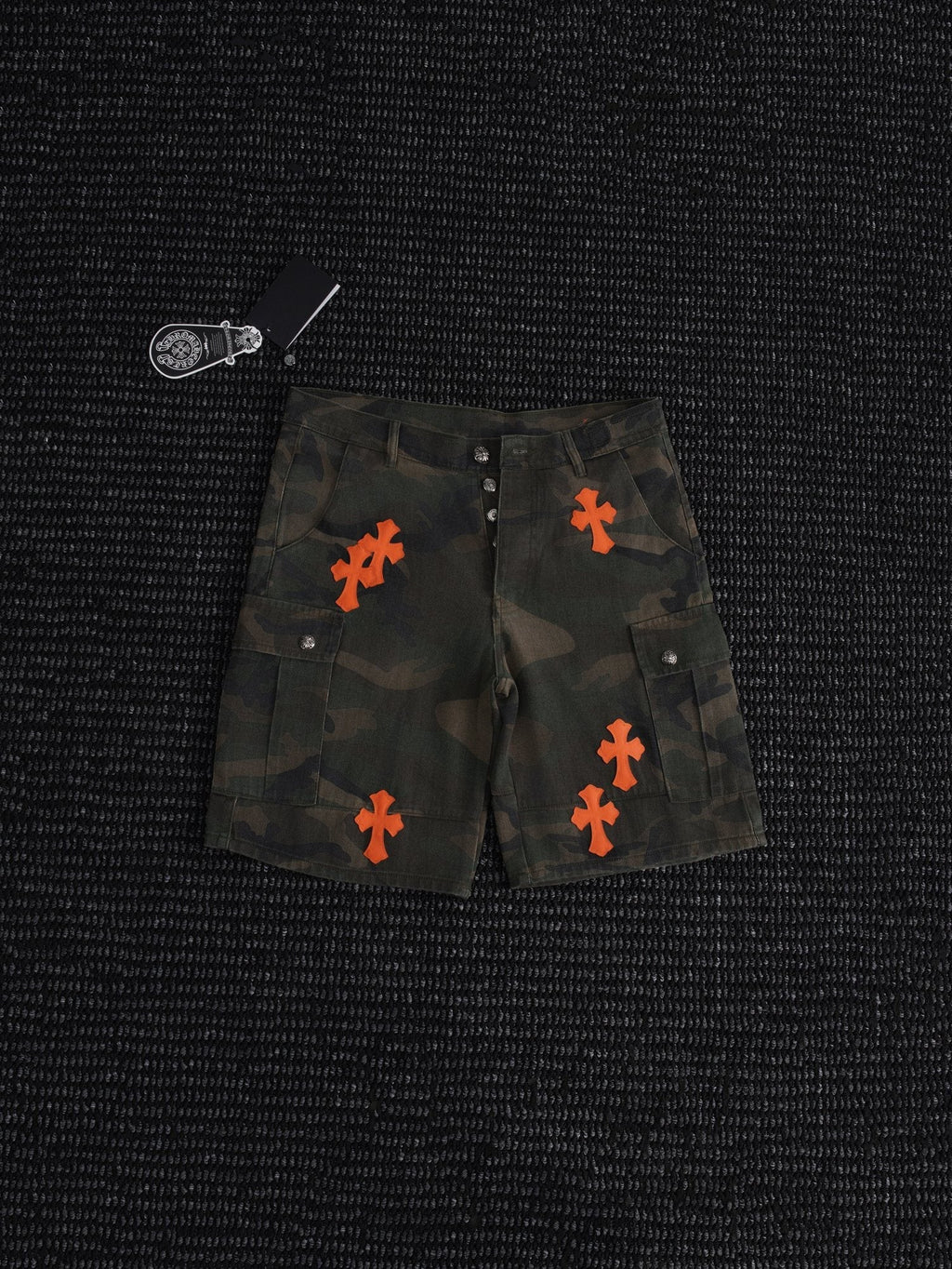 Chrome Hearts Green Camouflage Cargo Shorts — hero