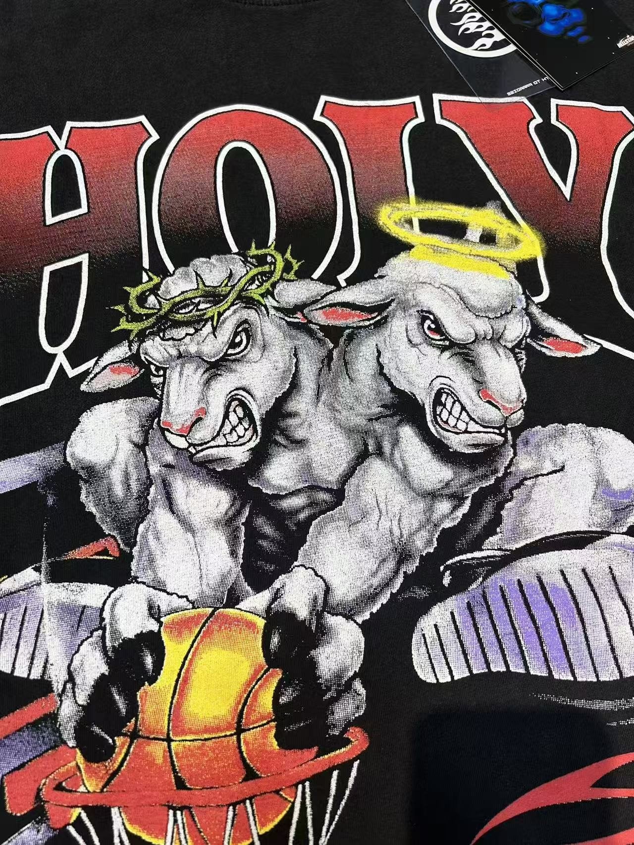 Hellstar Holy State Sheep Basketball Graphic T-Shirt — detail