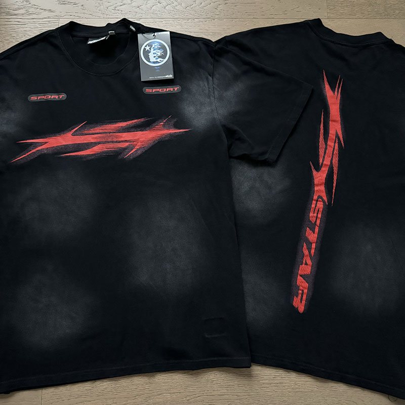 Hellstar Washed Black Sport Graphic T-Shirt & Shorts Set — comparison