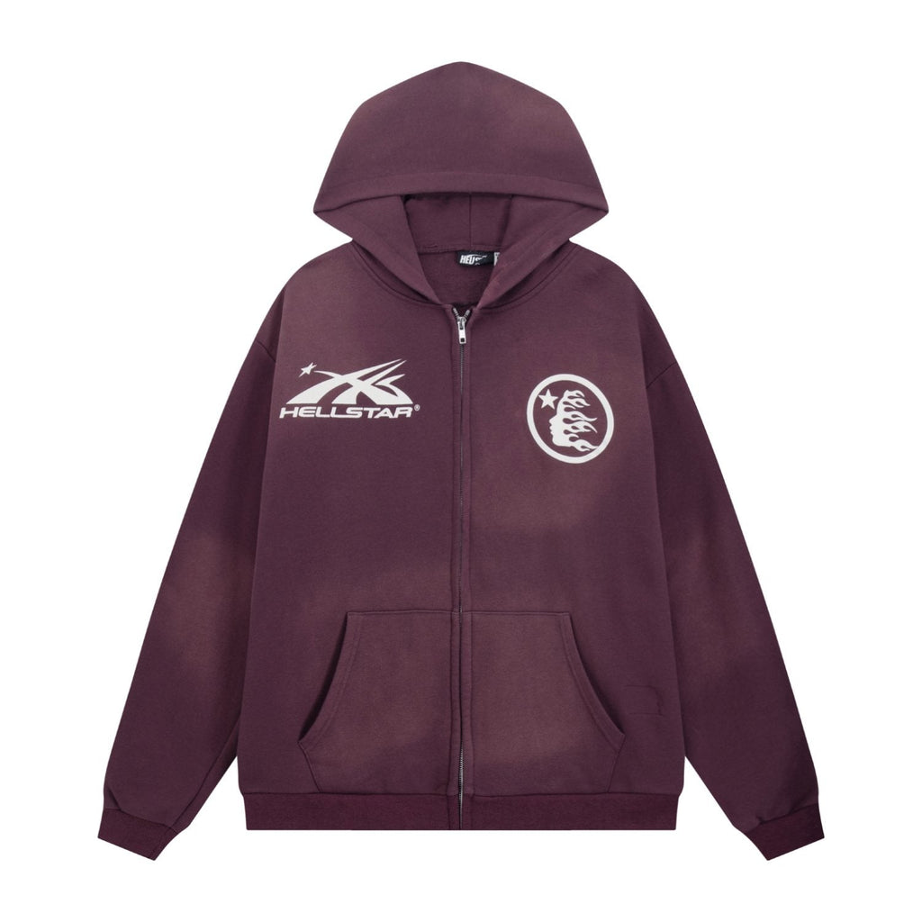 Hellstar Washed Full-Zip Graphic Hoodie — front