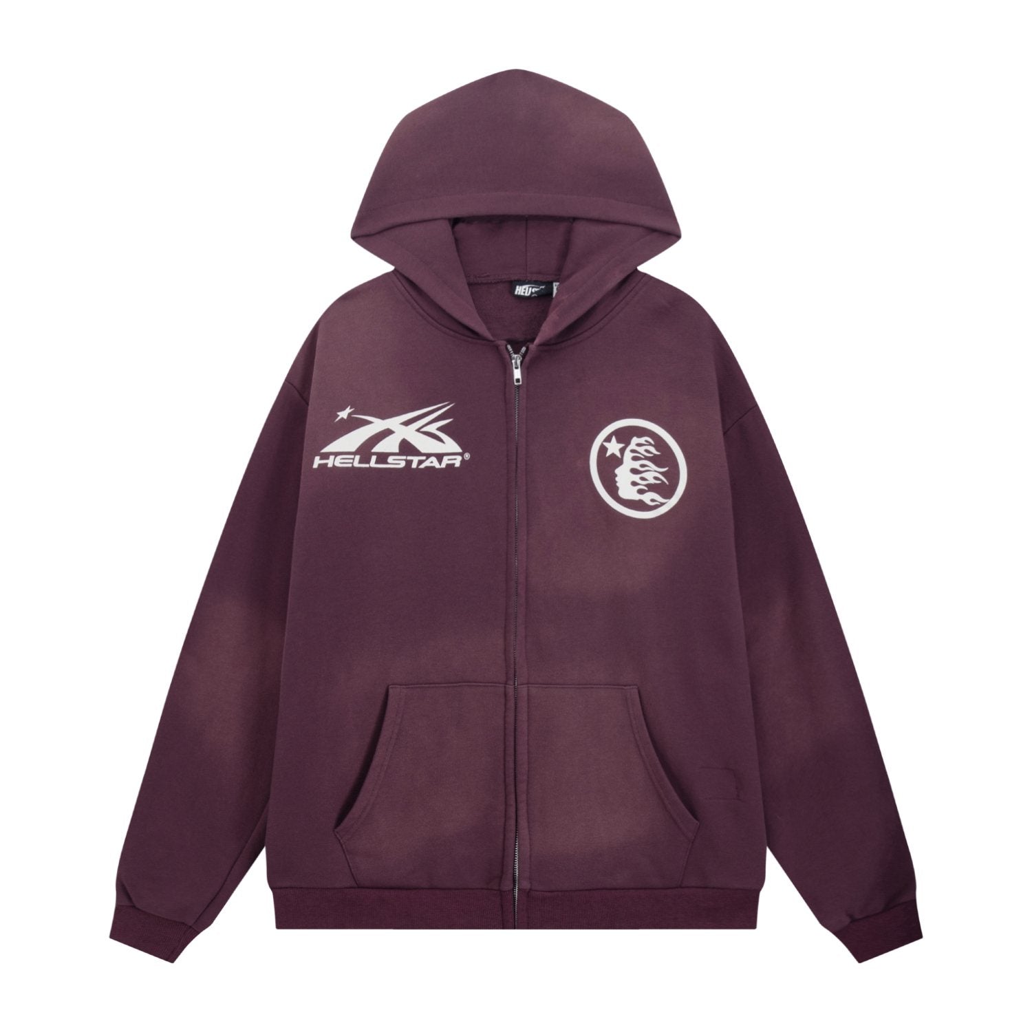 Hellstar Washed Full-Zip Graphic Hoodie — front