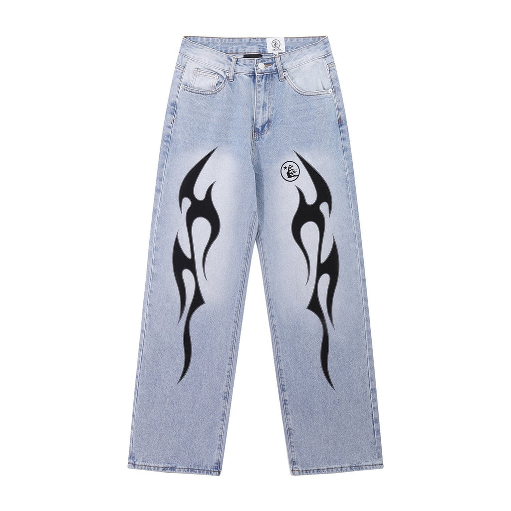 Hellstar Thorn Graphic Light Blue Jeans — front
