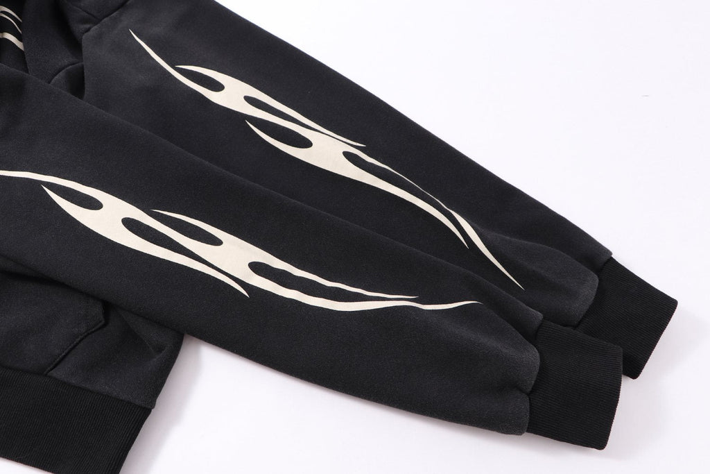 Hellstar Flame Graphic Zip-Up Hoodie — detail