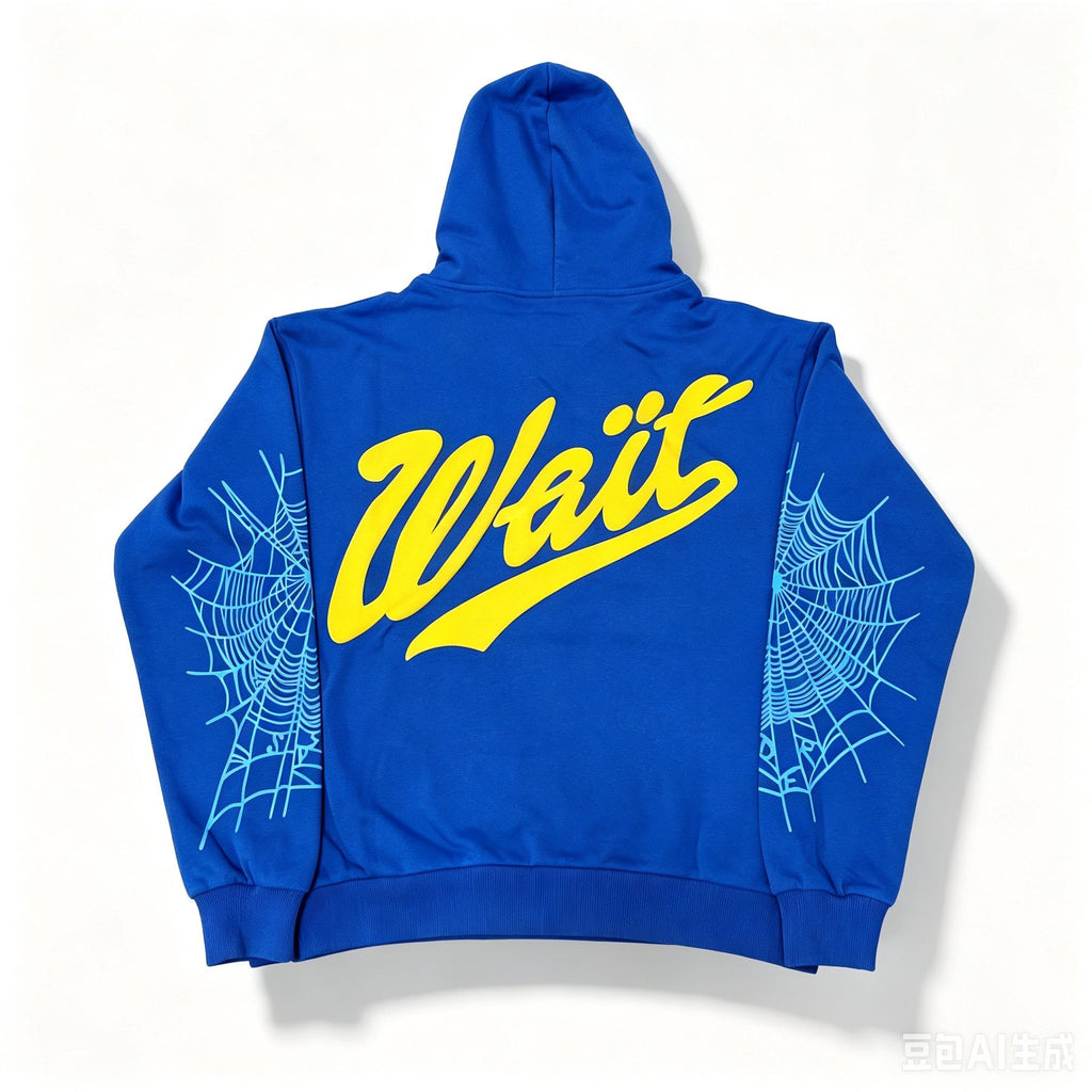 Sp5der Blue Number Graphic Hoodie — back