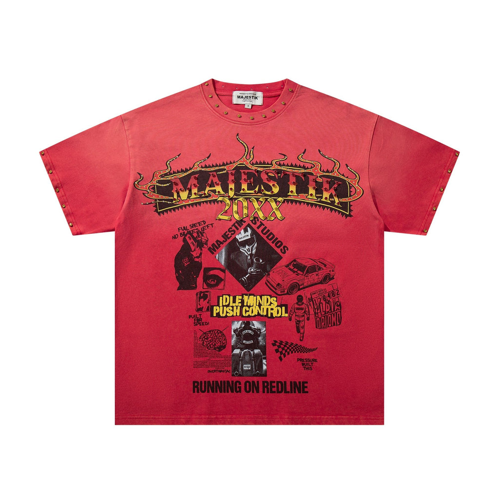 MAJESTIK Washed Red Graphic Short-Sleeve T-Shirt — hero