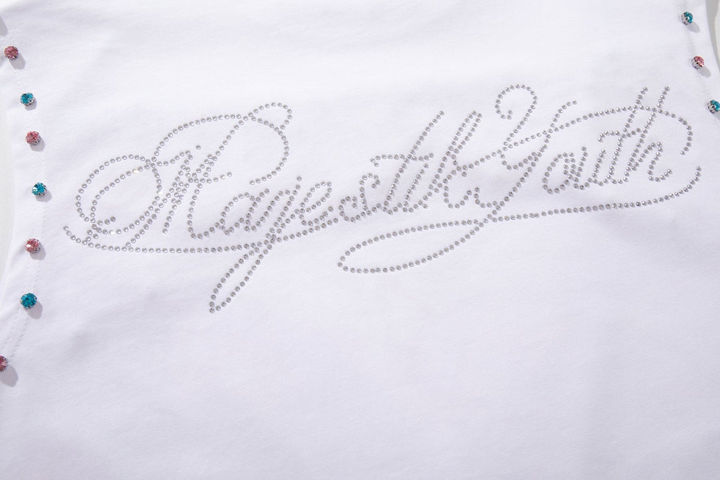MAJESTIK Horse Rider Rhinestone Sleeveless T-Shirt — detail