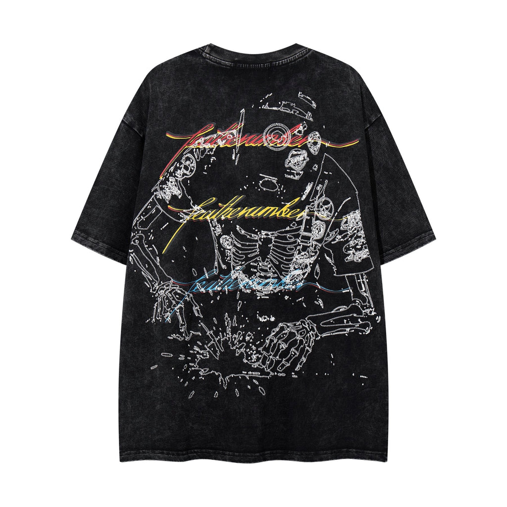 MAJESTIK Robot & Skeleton Graphic T-Shirt — back