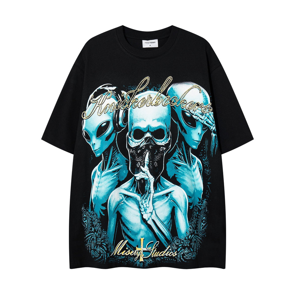 MAJESTIK Alien Skull Wing Graphic T-Shirt — hero