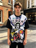 ASAALL Contrast-Sleeve Tie-Dye Accent Graphic T-Shirt — hero