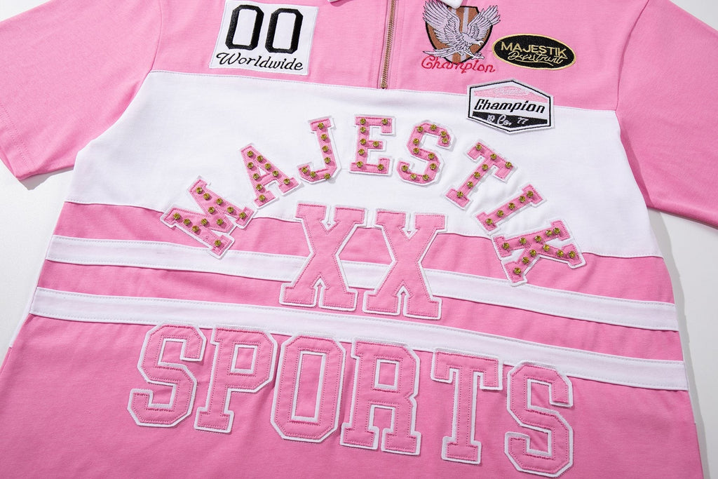 MAJESTIK XX Sports Graphic Zip Polo Shirt — detail