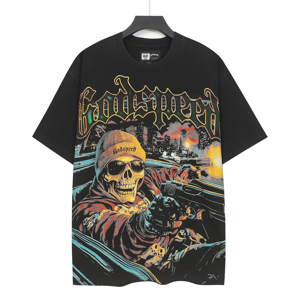 Godspeed Skull Car Graphic T-Shirt — front