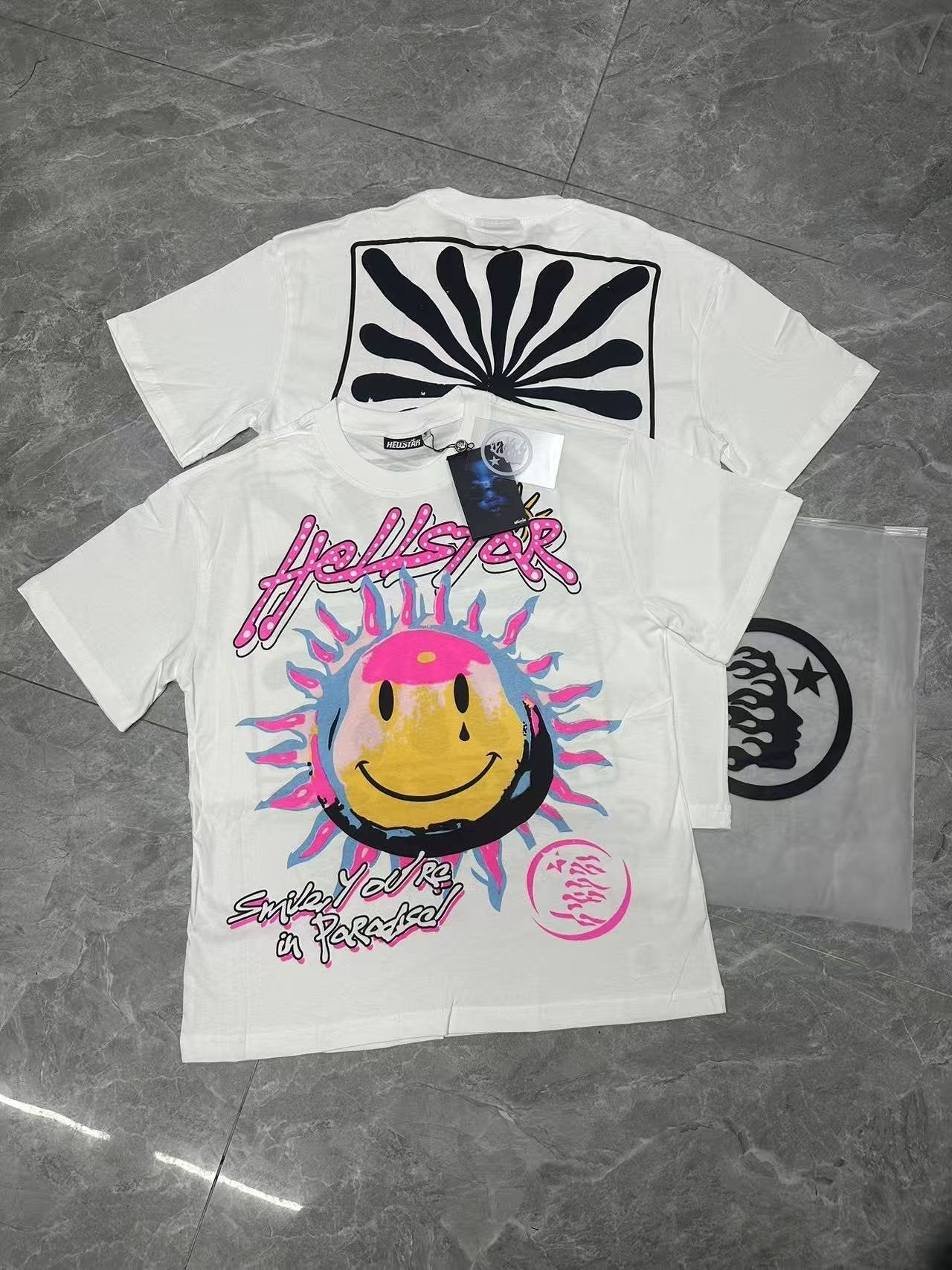 Hellstar Smiley Sun Spiral Graphic T-Shirt — context