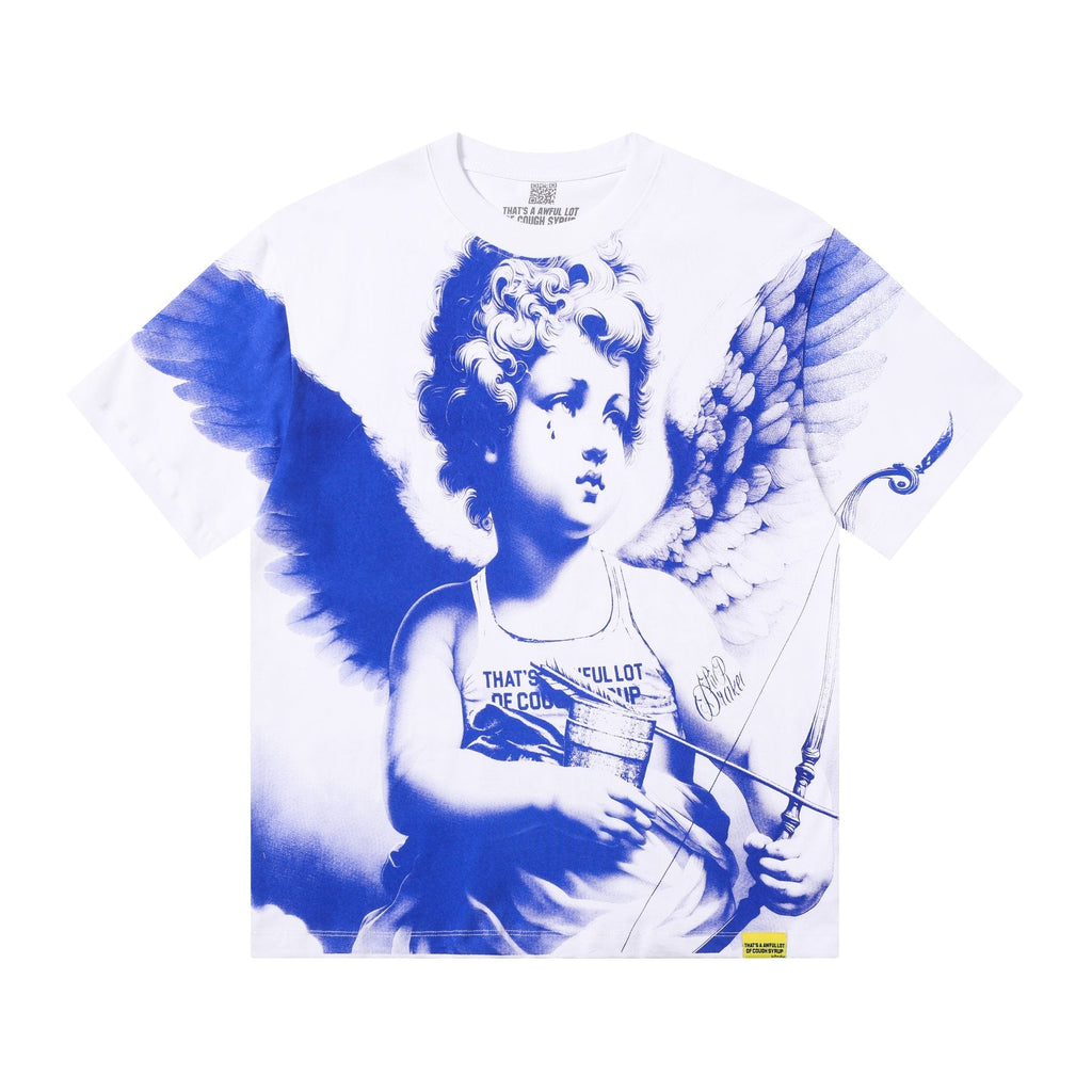 THAT'S A AWFUL LOT OF COUGH SYRUP Angel Gothic Text Graphic T-Shirt — hero