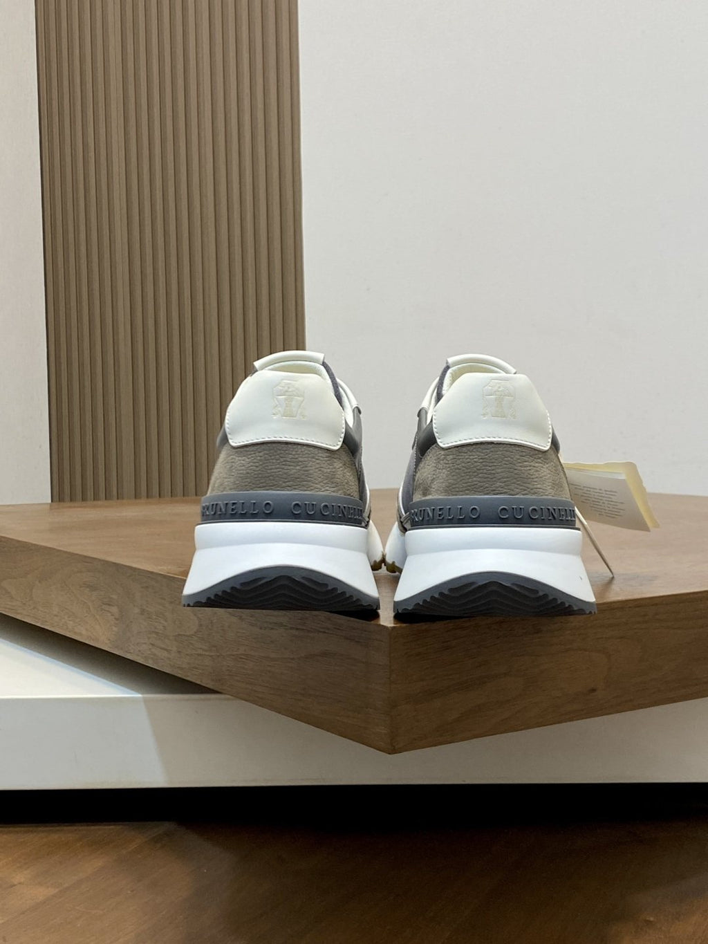 Brunello Cucinelli Gray and Taupe Low-Top Sneakers — back