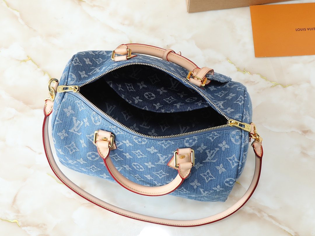 Louis Vuitton Speedy Soft Monogram Denim Handbag — detail